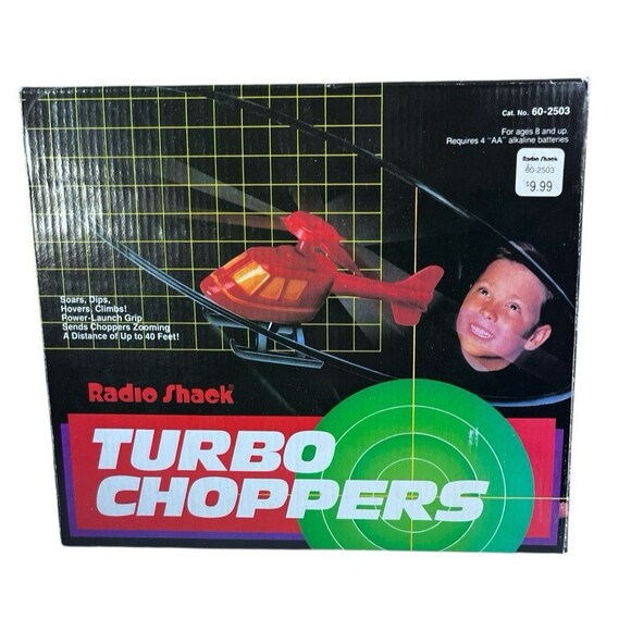Vintage Radio Shack Turbo Choppers 2 Helicopters Remote New In Box - Picture 2 of 6